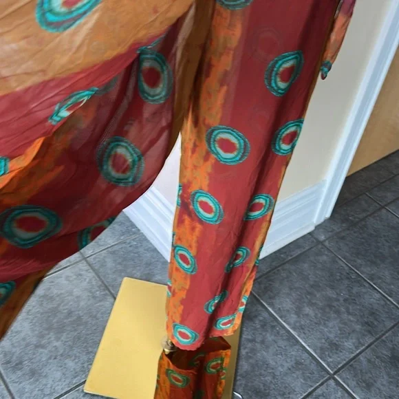 ZARA semi sheer multicoloured pareo pants size small - Picture 7 of 10